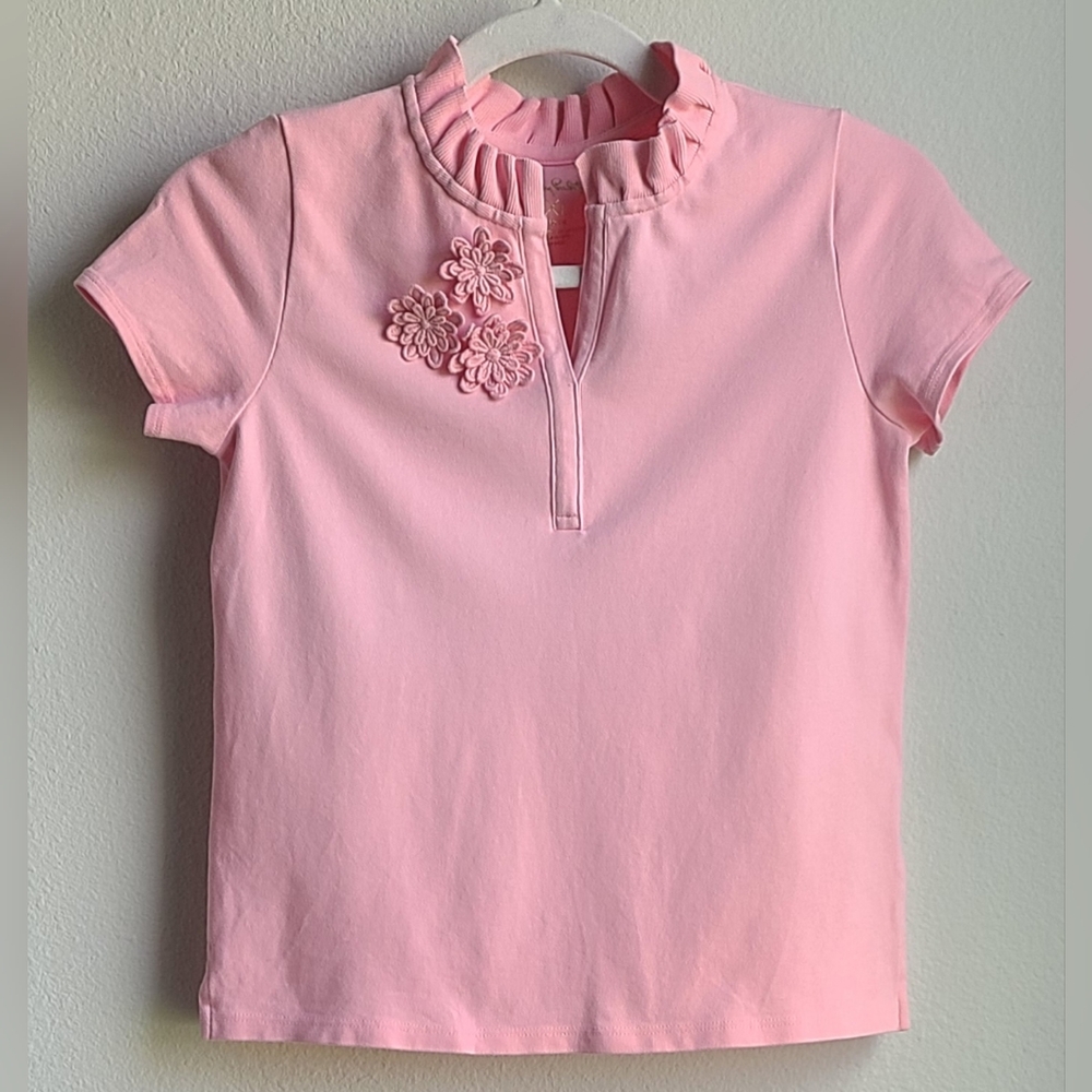 Kids Lilly Pulitzer Pink Thierry Polo SS Shirt, Sz XL (12-14)